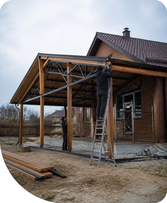 Пристройка навеса к дому и участку в Белой Калитве под ключ
